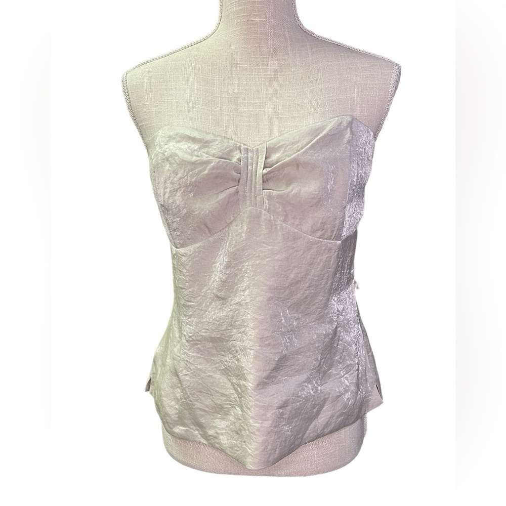 White House Black Market Strapless Ivory Bow Bustier Top